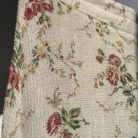 Vintage 90s Emblem Cream Floral Midi Button Down Skirt - Picture 2 of 11